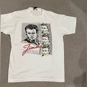 James Dean White Graphic Tee with Red Accents